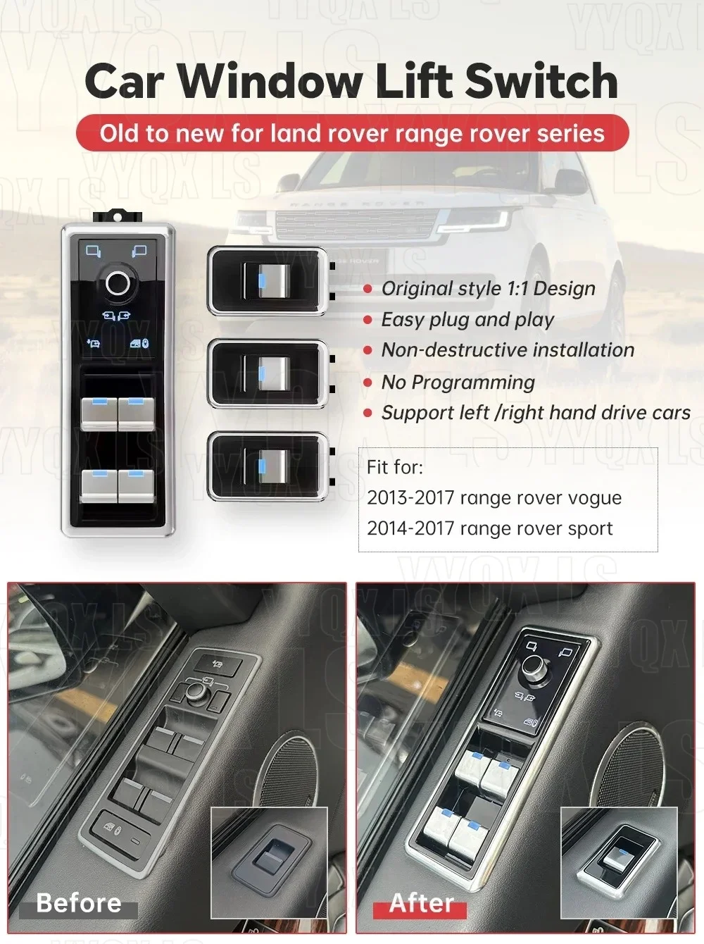 For Land Rover Range Rover L405 2013-2017 Sport L494 Car Window Control Digital Switch Retrofit Kit Button Knob Car accessories
