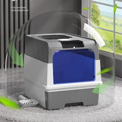 Kattenbak Volledig gesloten met UV-licht Top-Out Spatwaterdichte kattenbak en schepset Steriliseren en geurbestendig