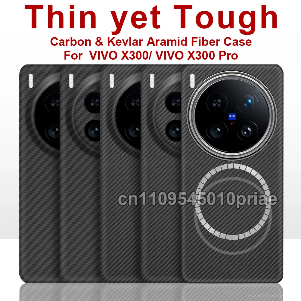 

For vivo x300/vivo x300 pro carbon case 600d 1500d kevlar aramid fiber fabric ultra thin hard cover magnetic balck Slim light re