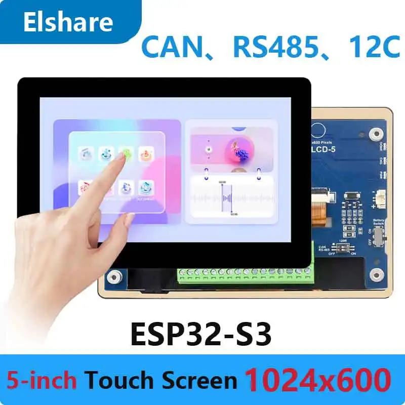 ESP32 S3 5 inch 1024x600 LCD (B) Development Board  Captive TouchScreen Display LVGL HMI Sensor CAN RS485