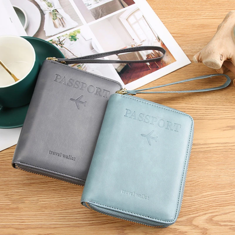 2024 Rfid Blocking Passport Protective Cover ID Credit Card Holder Multifunctional Multi Card Slot Travel Wallet Passport Bag