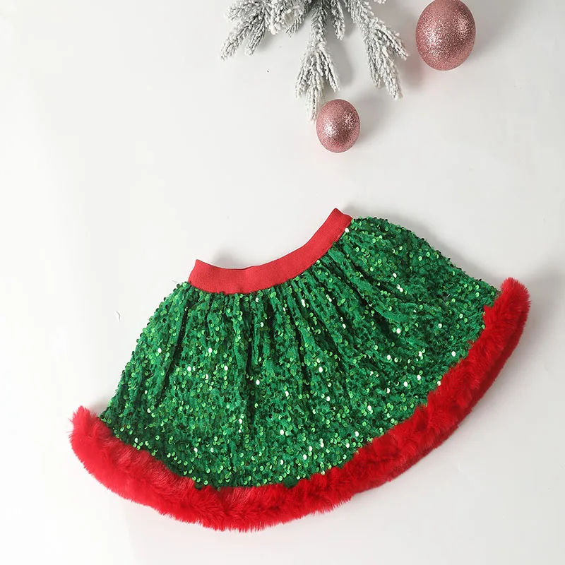 Girls Christmas Skirt Tutu Mesh Tulle Party Princess Skirt Children Red Mini Skirt With Kids Outfit New Year Gift