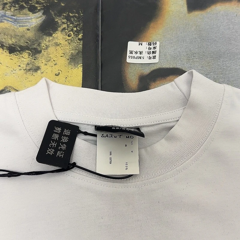 Y2K Viantge Streetwear Saint Tshirts Summer Casual Blue Snow Mountain Wolf Dog White Short Sleeve Men Women Round Neck Tops