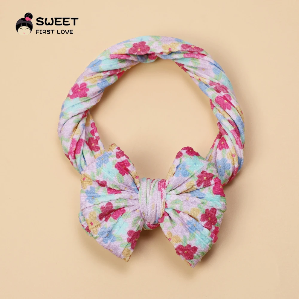 New Printed Bow Headband For Baby Girls Cute Thickened Double Bowknot Soft Kids Hair Bands Elastic Children\'s Hair Accessories