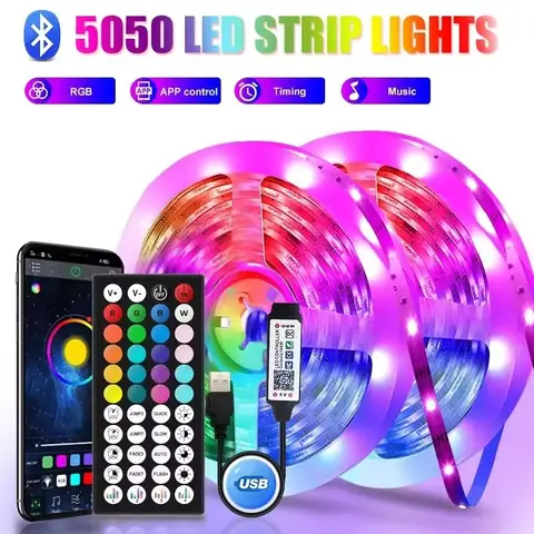 5050 5V Usb Rgb Led Tape 1-30M Self-Adhesive Color Changing Led Lights Strip Room Lighting Ice String Led Ribbon Tv Backlight