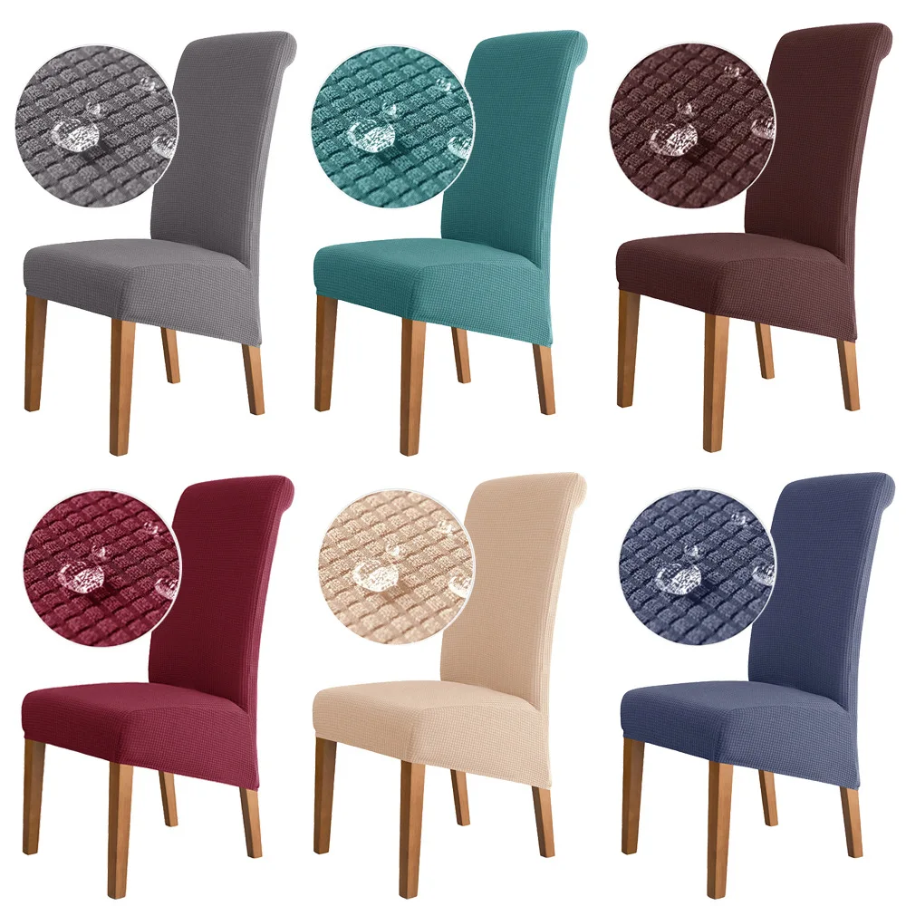 

Plus Size Waterproof Dining Room Chair Covers High Back Large Kitchen Desk Chair Case Adjustable Seat Cover for Banquet Home