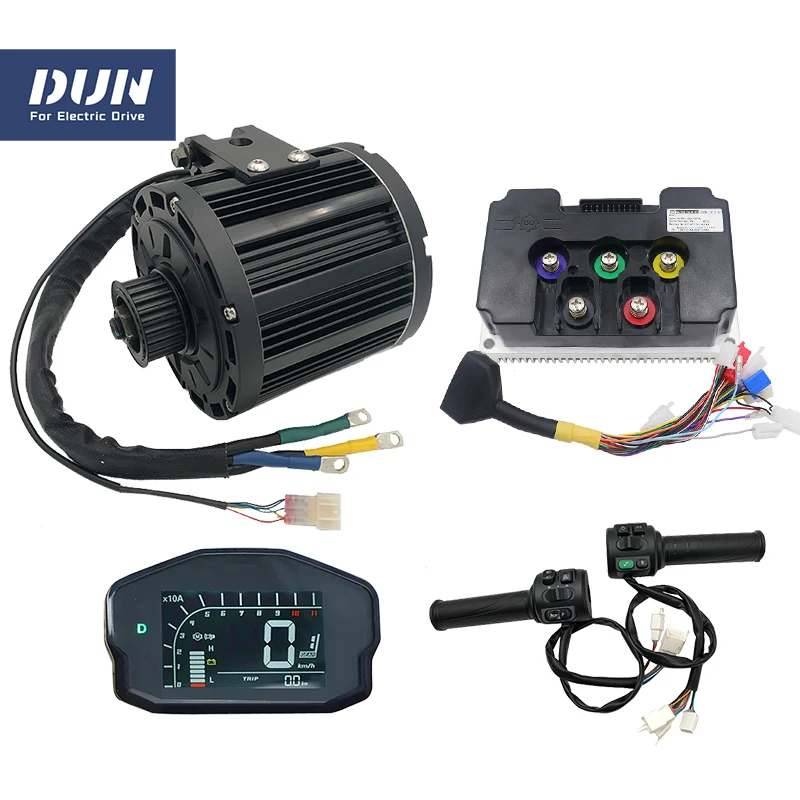 

QS138 3KW 70H Mid Drive Motor Kit with Nanjing Fardriver Sine Wave ND72450 Controller and DKD ONE-LIN Speedometer T08 Throttle