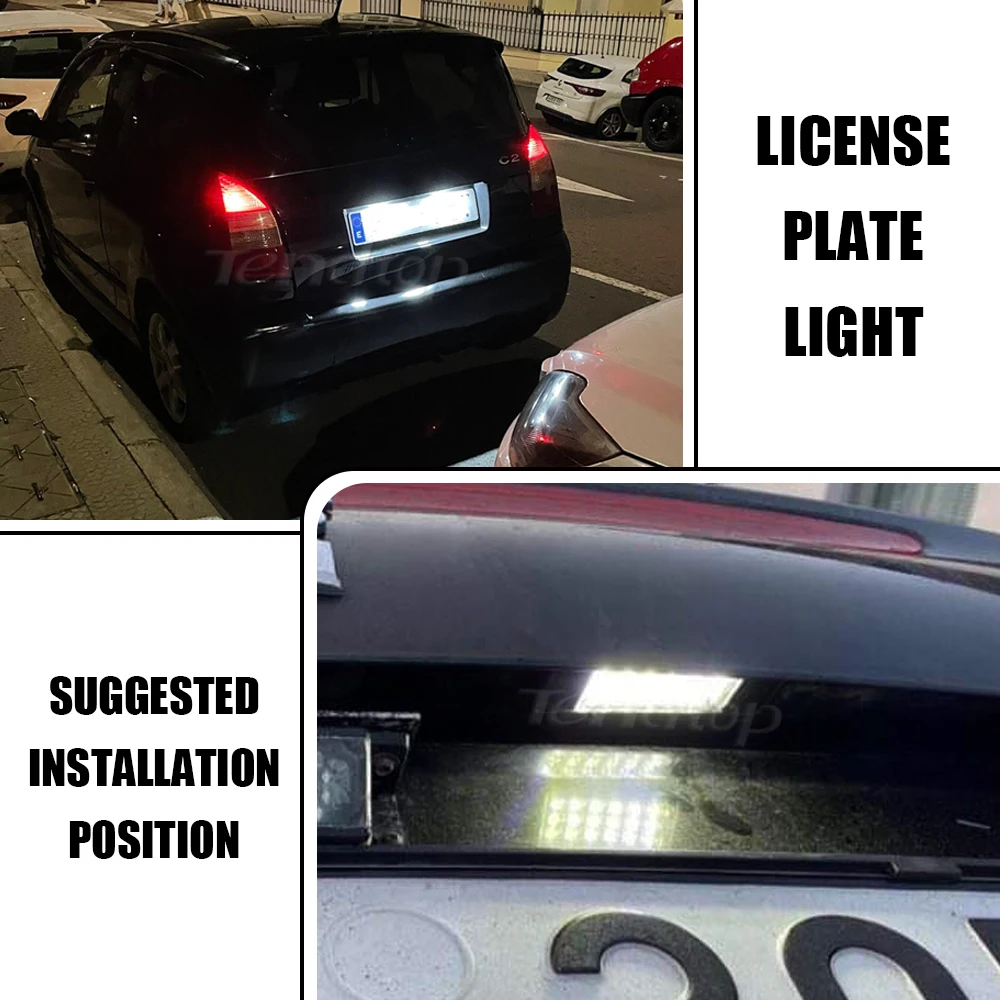 Canbus LED License Number Plate Light For Citroen C2 C3 C5 C6 C8 For Peugeot 106 1007 207 307 406 407 607 License Number lamp