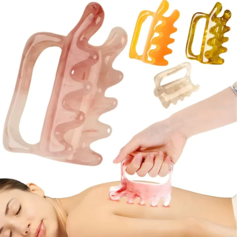Masajeador de resina de doble empuje, herramienta de masaje corporal para raspar SPA, adecuado para columna vertebral, cintura y hombros, para aliviar la fatiga corporal.