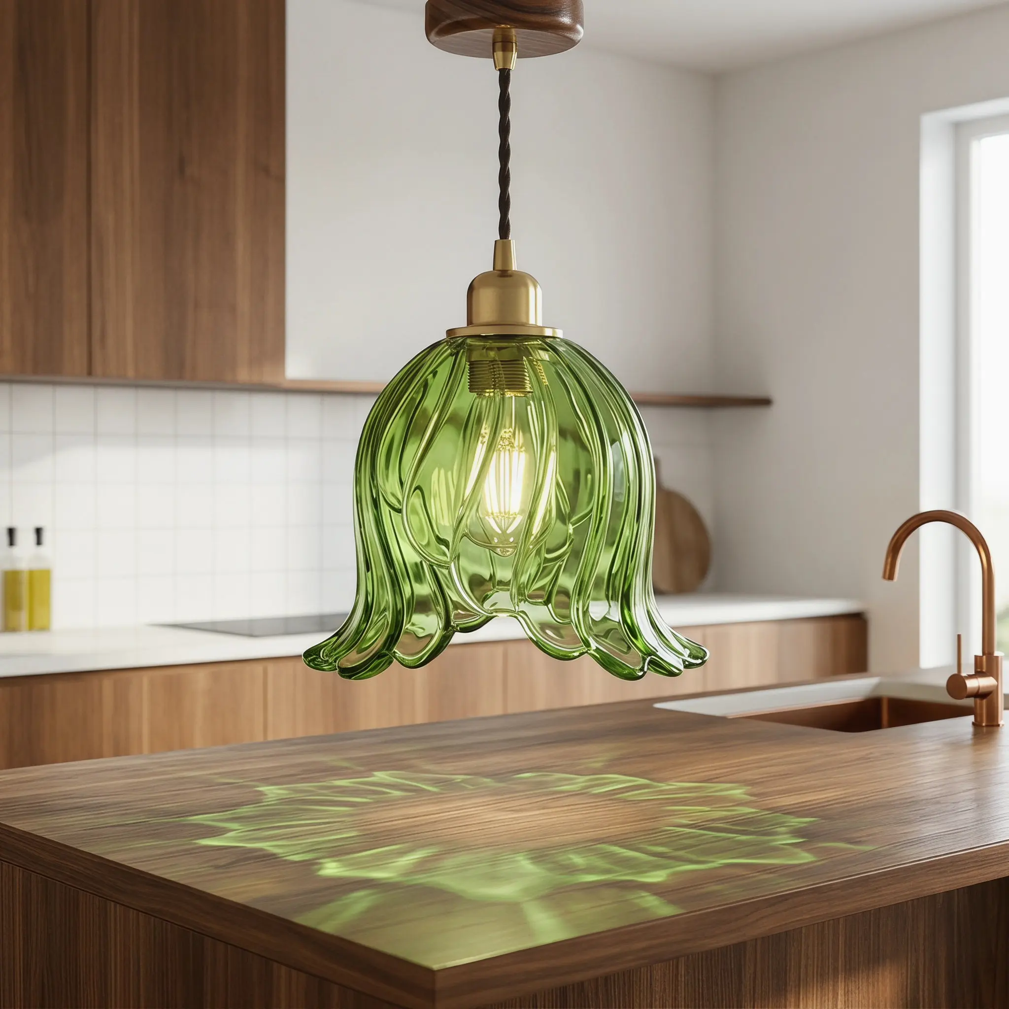 Green Glass Lamp Shade Replacement Small Vintage Table Wall Pendant Light Fixture Soft Decorative Glass Lampshade for Reading