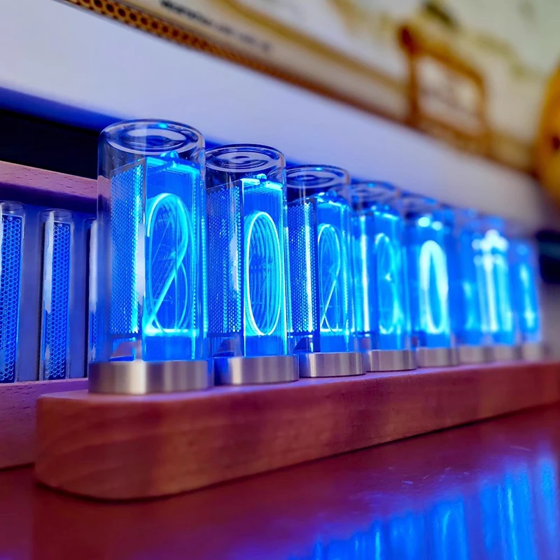 RGB Digital Table Clocks Nixie Tube Clock Countertop Decoration Creative Change Detector Computer Desktop Decoration Gift