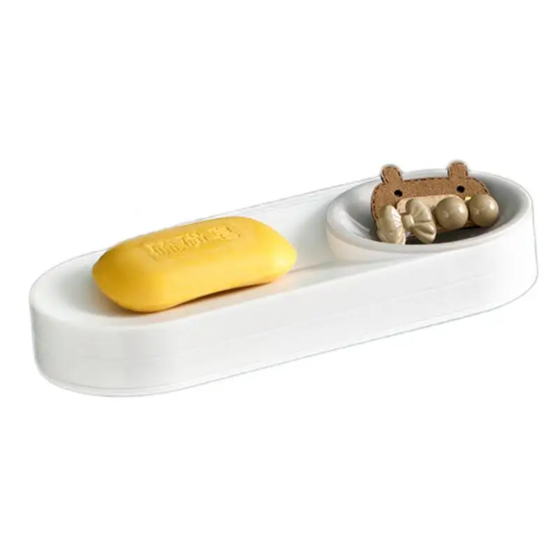 Shape 1 pcs Rotatable for Bathroom,Kitchen with Suctions Multifunction Drain Soap Box Soap Dish Bar Soap Holder Sponge Rack