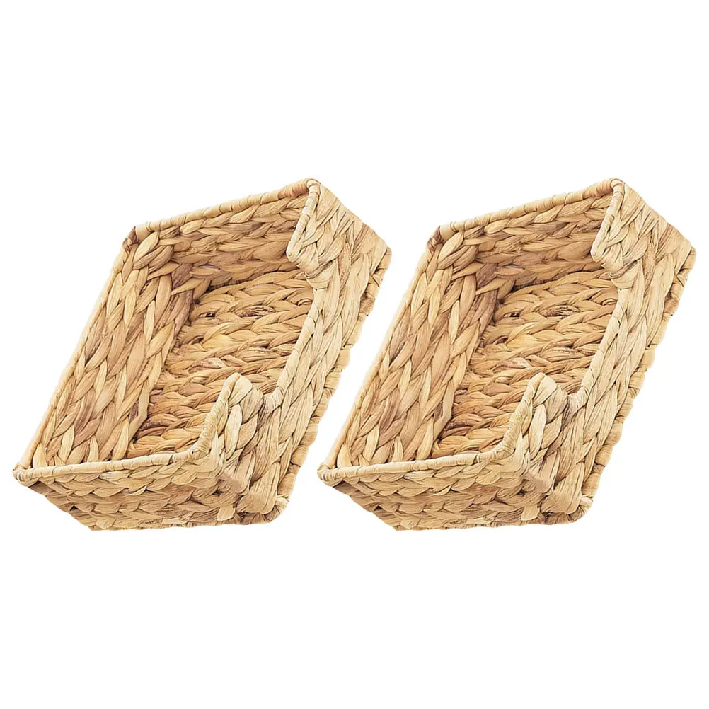 

2Pcs Woven Napkin Holder Guest Towel Organizer Desktop Rack Practical for Home Cafe Restaurant Woven Napkin Basket