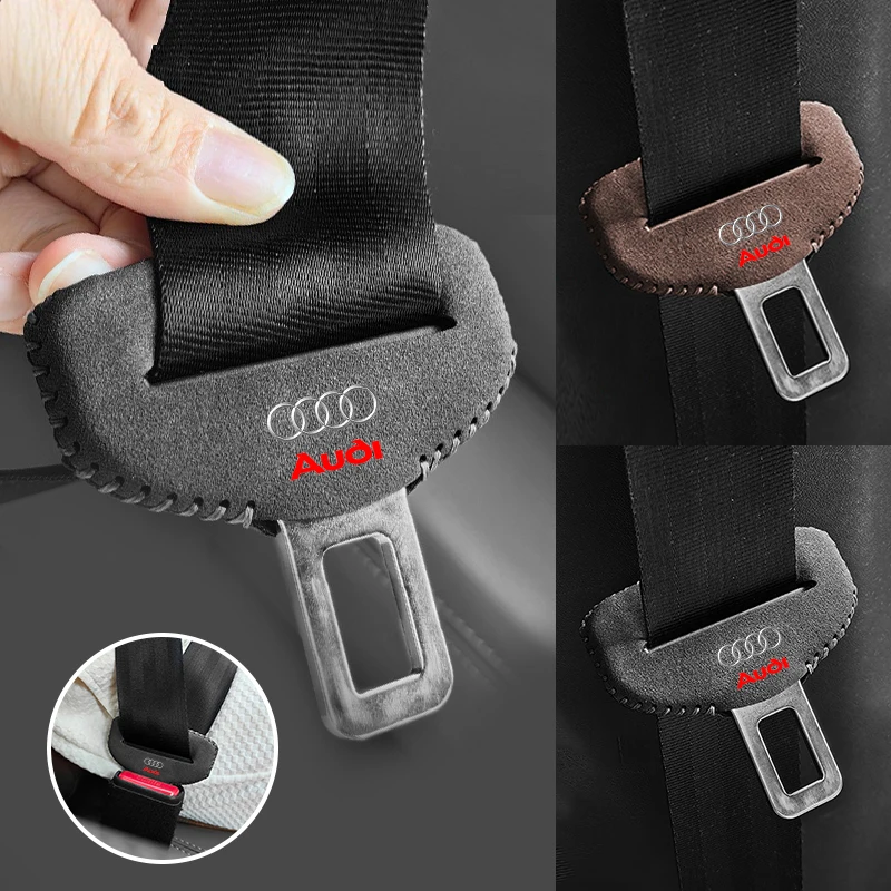 Suede Car Seat Safety Belt Buckle Decoration Cover Accessories For Audi Quattro A1 A3 A5 B5 B4 B8 B7 B6 S6 S7 Q5L Q7 Q8L RS6 RS4 view 3