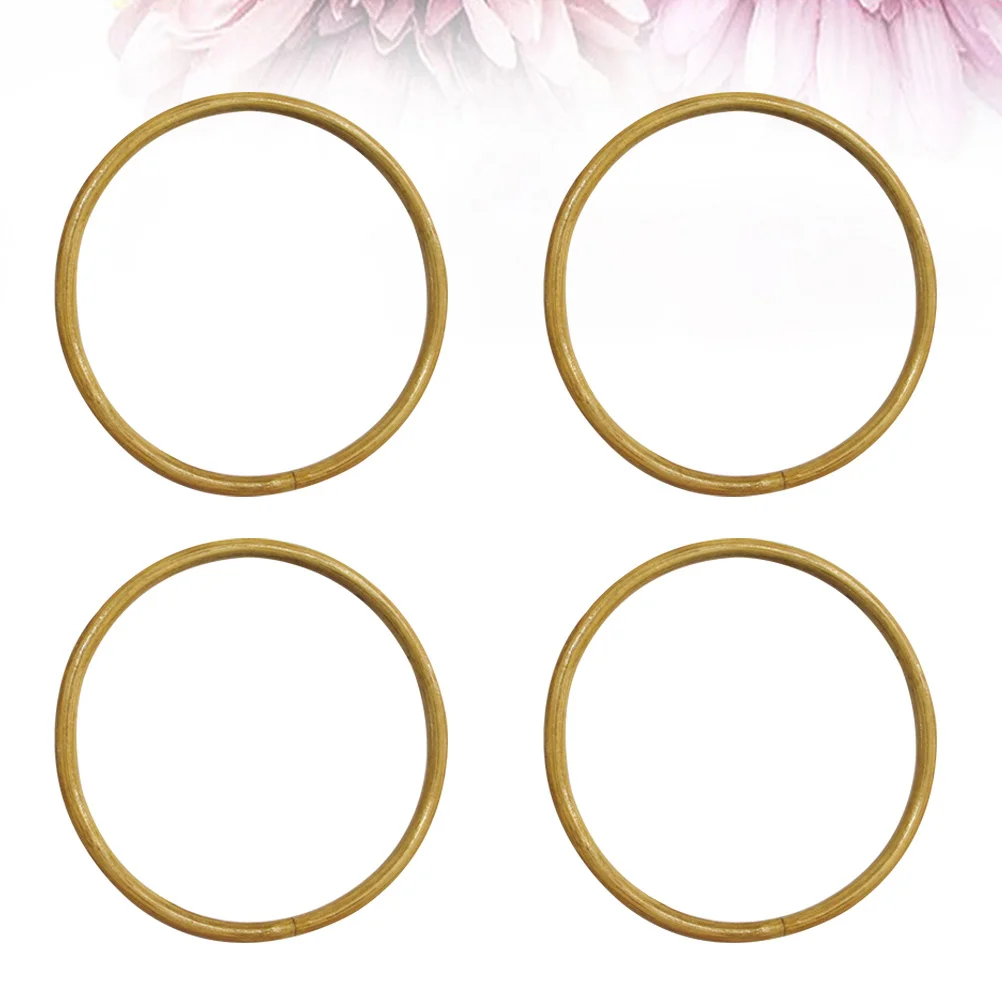 

4Pcs Bamboo Wood Handles Round DIY Bag Accessories Handmade Purse Replacement Ring 13Cm Inner Diameter Craft Supply