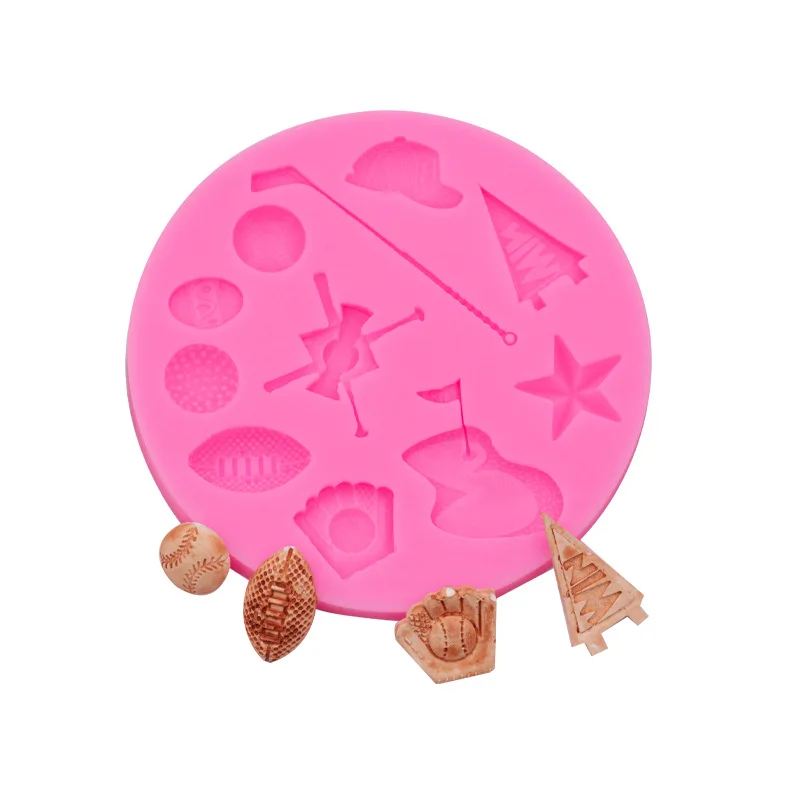 Football Baseball Table Tennis Rugby Golf Silicone Molds Ball Cake Fondant Molds for Cake Decorating Cupcake Topper Chocolate