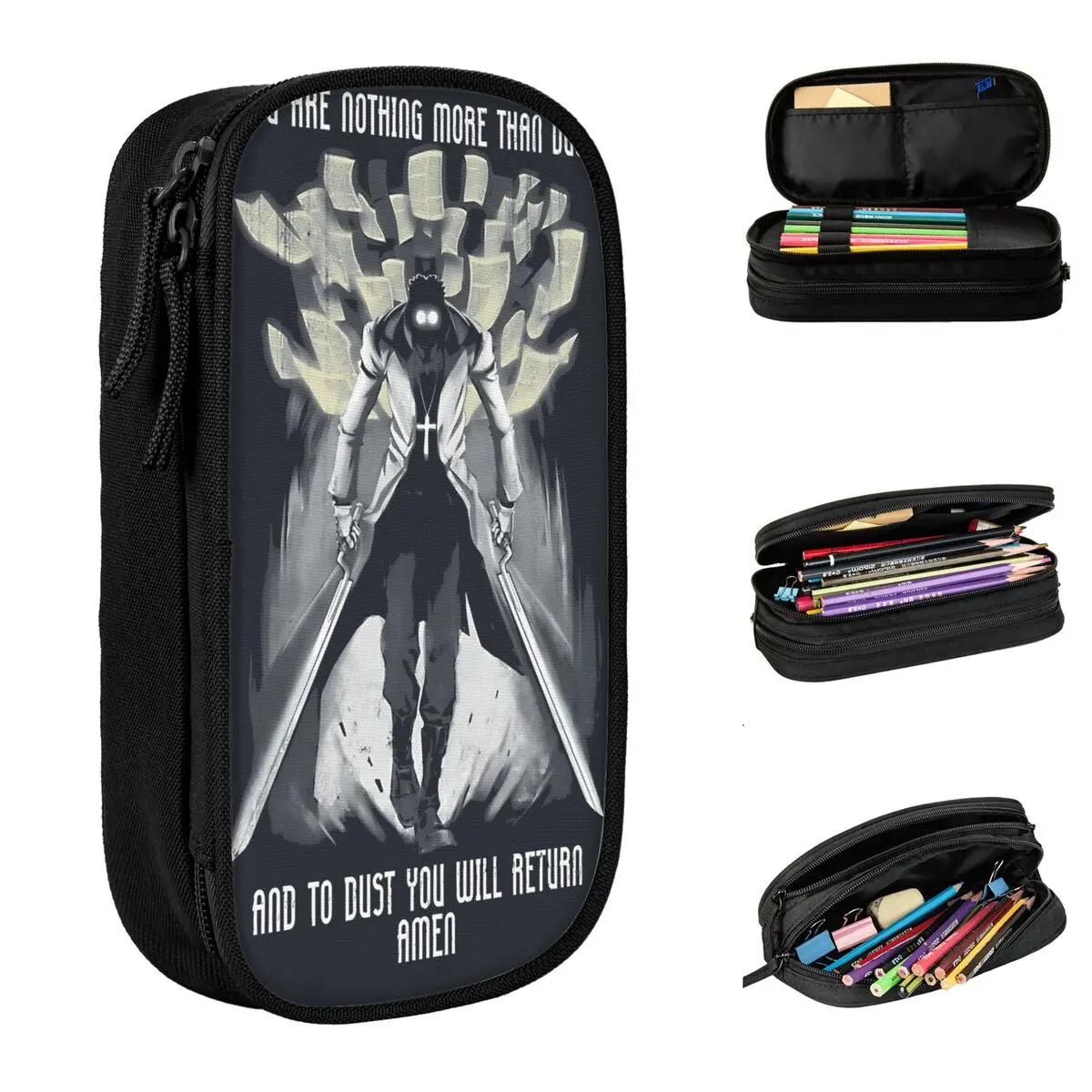 

Alucard Hellsing Pencil Case Back To School Pencil Cases Double Layer Boy Girl Large Capacity Pencil Pouch Stationery Organizer