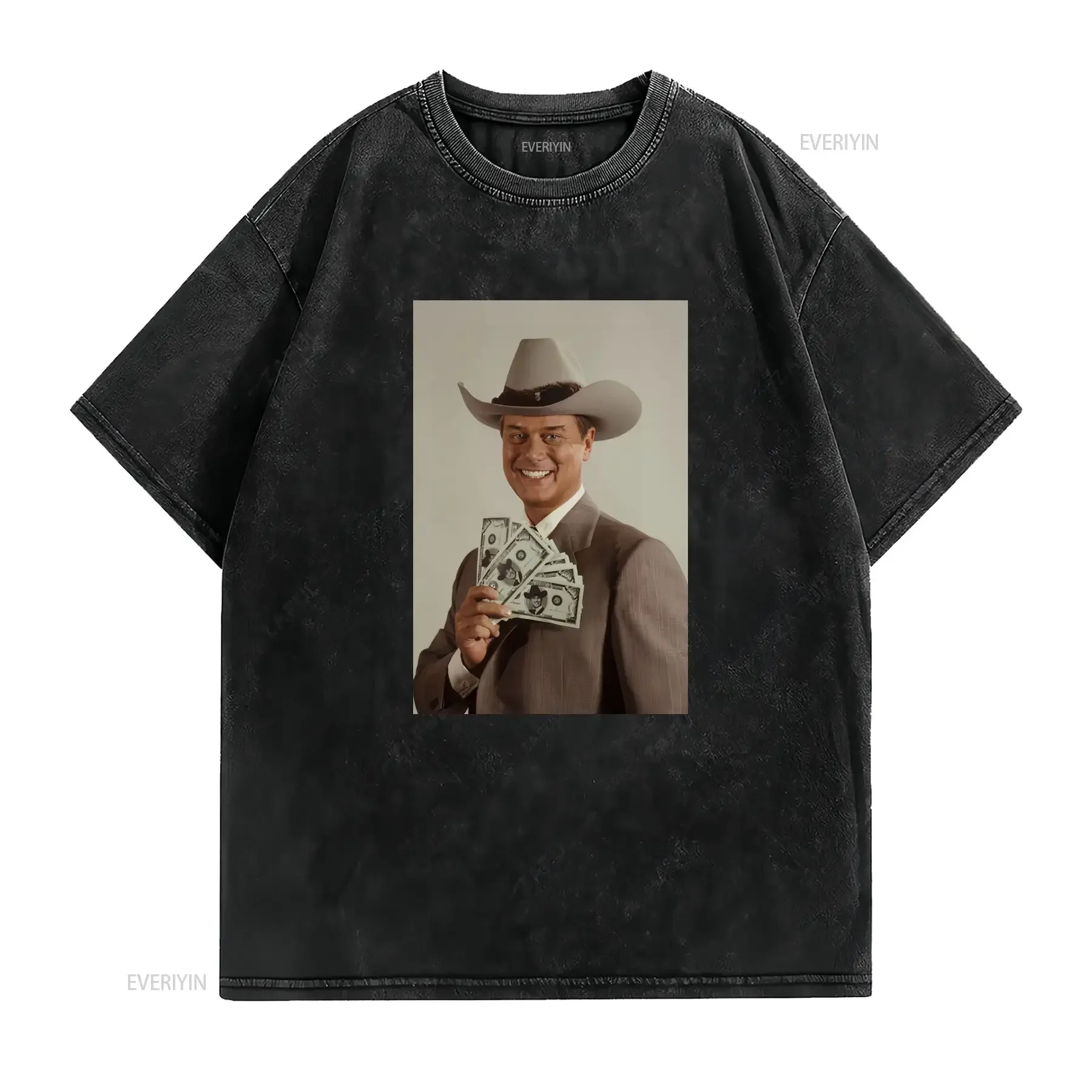 HOT Jr Ewing Larry Hagman T Shirt vintage Washed homme Breathable Versatile Slightly Casual Comfortable Top For Everyday Wear