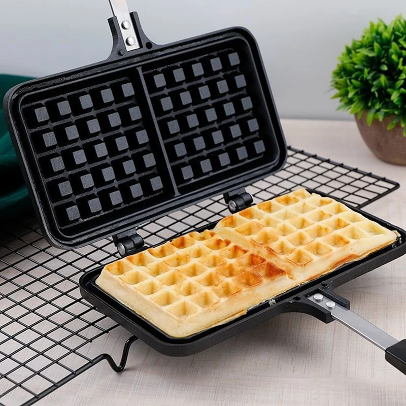 Stove Top Waffle Maker Dual Head Waffle Baking Mold Non-Stick Waffle Baking Pan Mold Press Plate For Home Kitchen