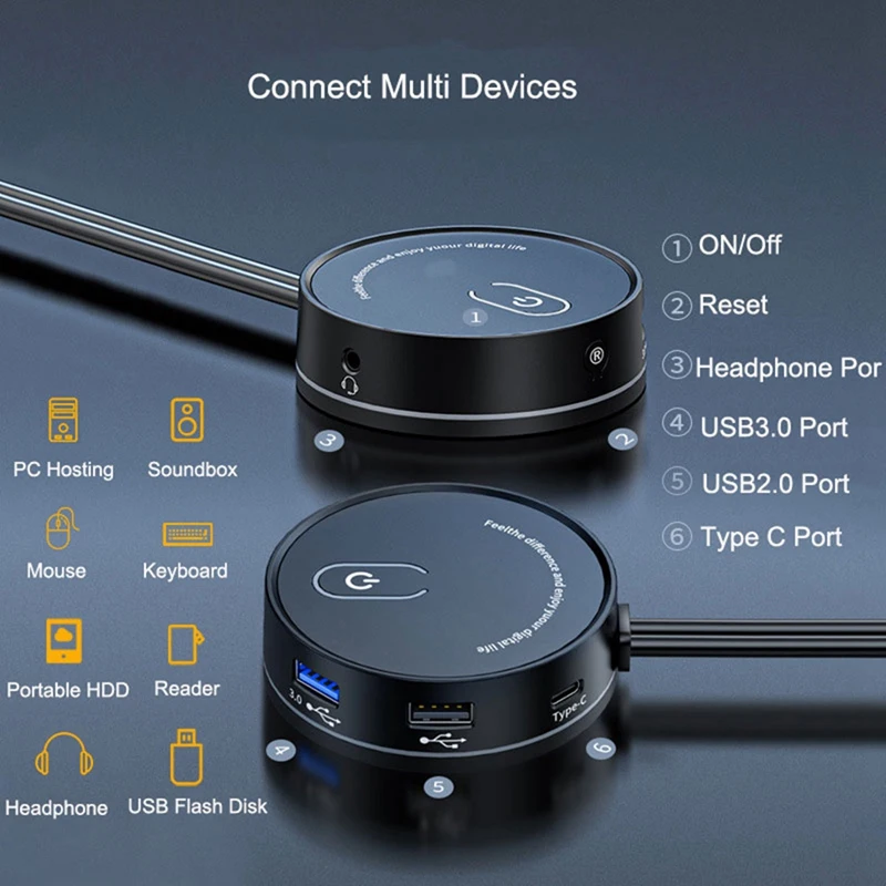 Computer Desktop Switch Internet Cafe Universal USB3.0 Audio Home Desktop External Power Extension Button