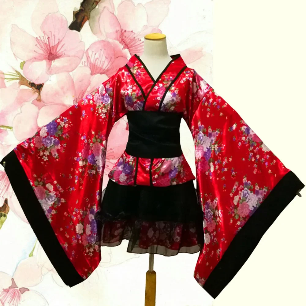 

Women Girl Yukata Floral Sakura Anime Cosplay Costumes Japanese Kimono Traditional Vintage Original Tradition Yukata Dress