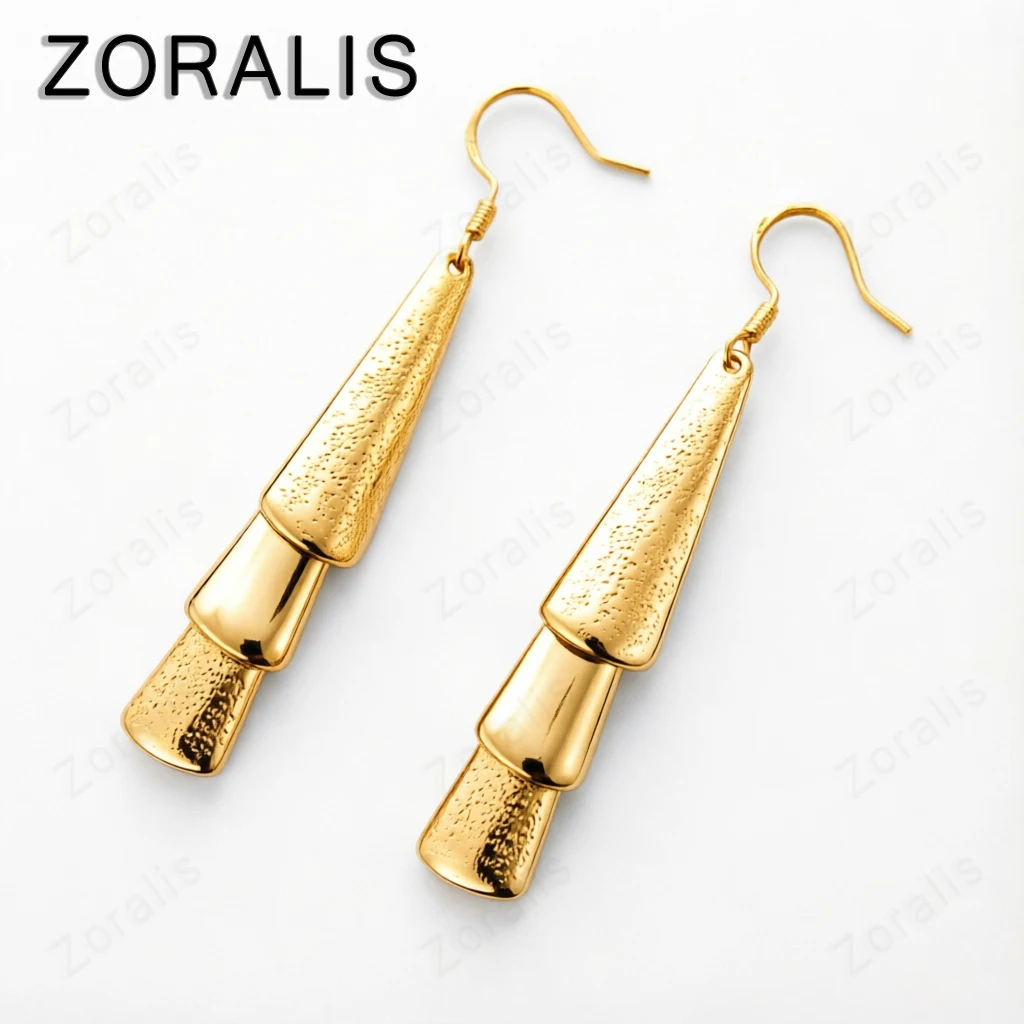 18K Gold Fächerförmige Ohrhänger für Damen, Party, Verlobung, Hochzeit, Modischer Schmuck, Geburtstagsgeschenke
