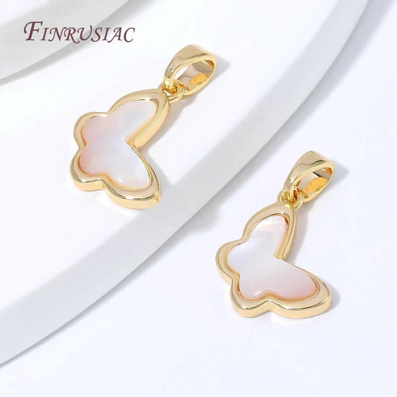 18K Gold Plated Natural White Shell Charms Heart Butterfly Pendants For Jewelry Making DIY Accessories Mother Of Pearl Charms image 5