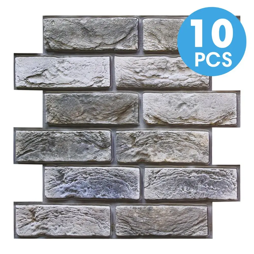 NONE 10/20 Stück 3D-Wandpaneele zum Abziehen und Aufkleben aus künstlichem Ziegelstein, wasserdichte PVC-Wandaufkleber, einfach zu installieren, Heimwanddekoration 7