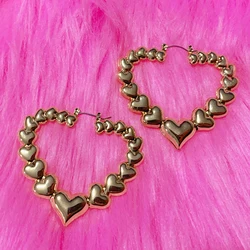 Boucles d'oreilles coeur de pêche pour femmes, boucles d'oreilles créoles punk coréennes, accessoires cool Egirl, bijoux esthétiques Y2K, mode hip hop des années 2000