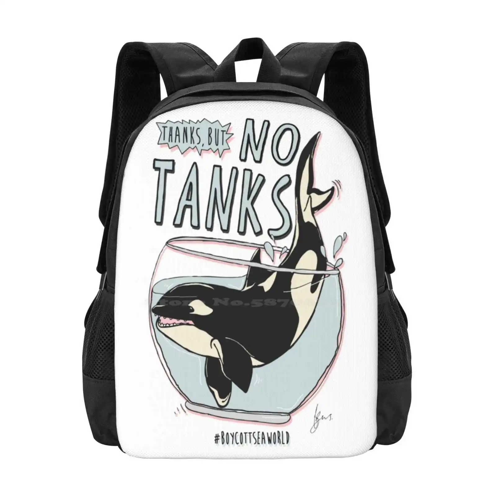 Seaworld Pattern Design Bagpack School Bags Save The Orca Thanks But No Whale Anti Sea World Blackfish Boycott Sea World Tank