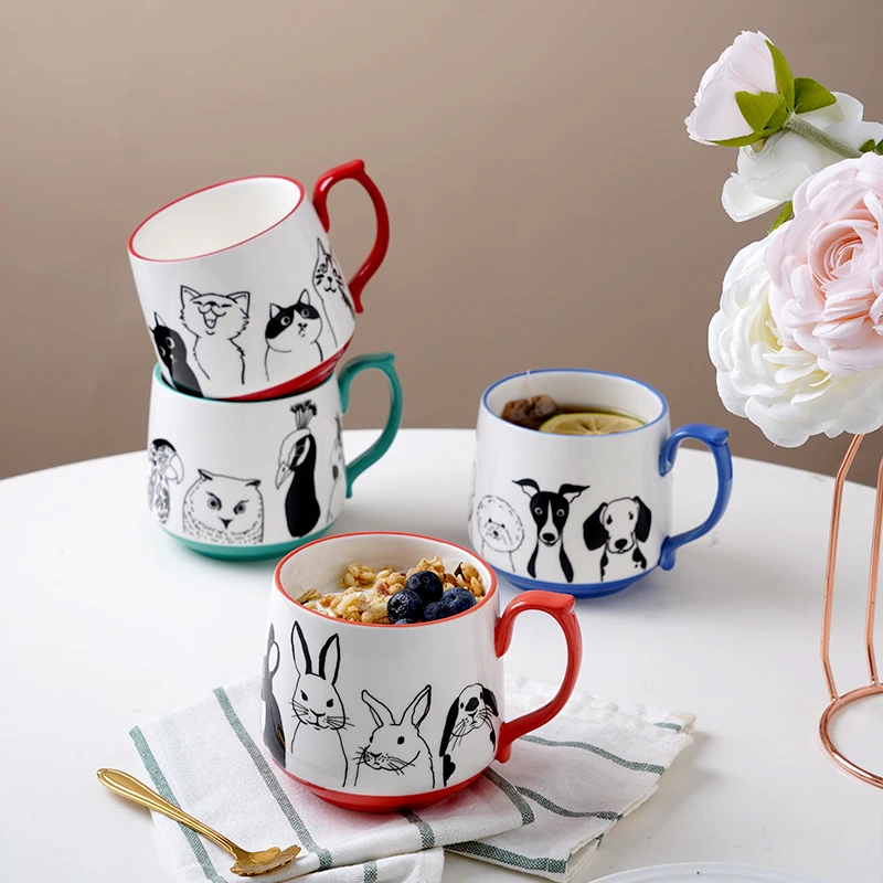 Bonito estético canecas de cerâmica moda café da manhã minimalista alta qualidade kawaii canecas de café casa criatividade tasse caneca bonito copo