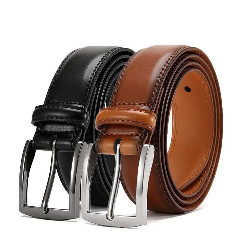 

Genuine Leather Belt Men Cowhide Waist Strap Pin Buckle Design Casual Simple Versatile Daily Wear Accessory For Male