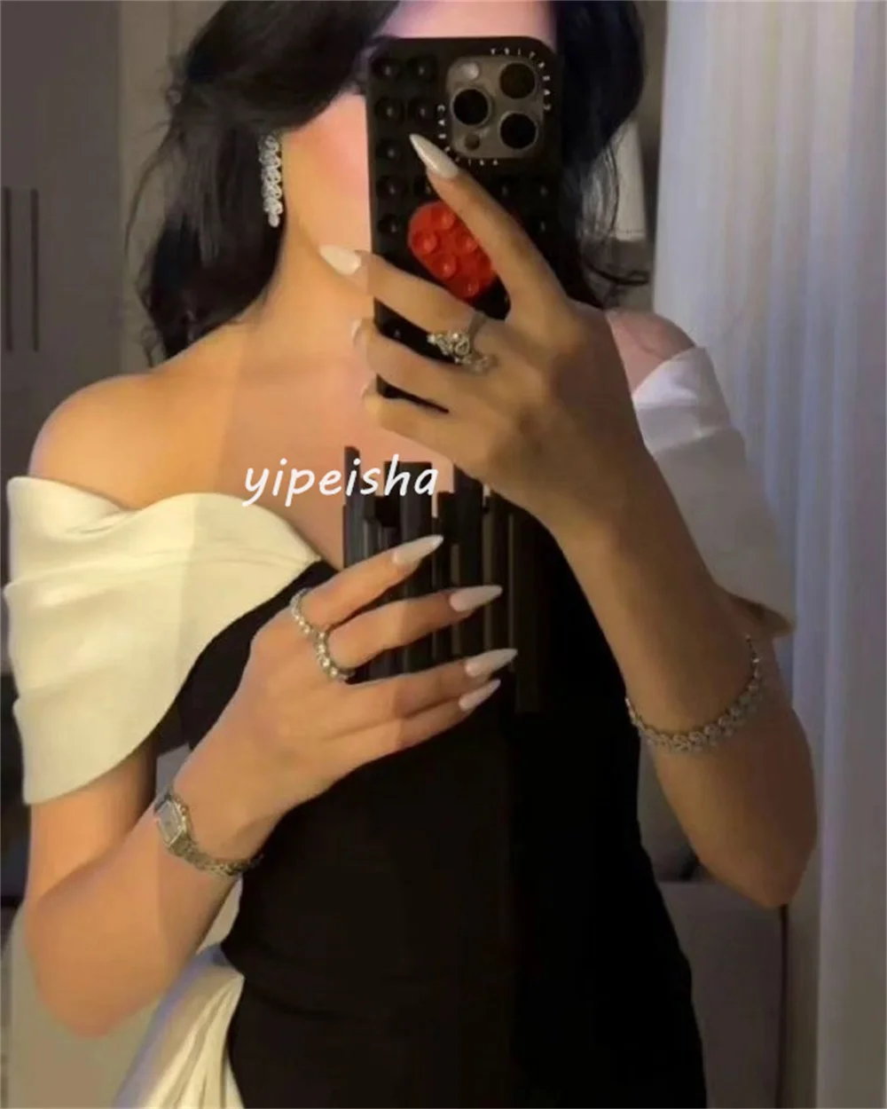 Customized Sizes Available Jersey Sheath Off-the-shoulder Midi Dresses Prom Dresses Classic Exquisite Modern Style Pastrol Unise