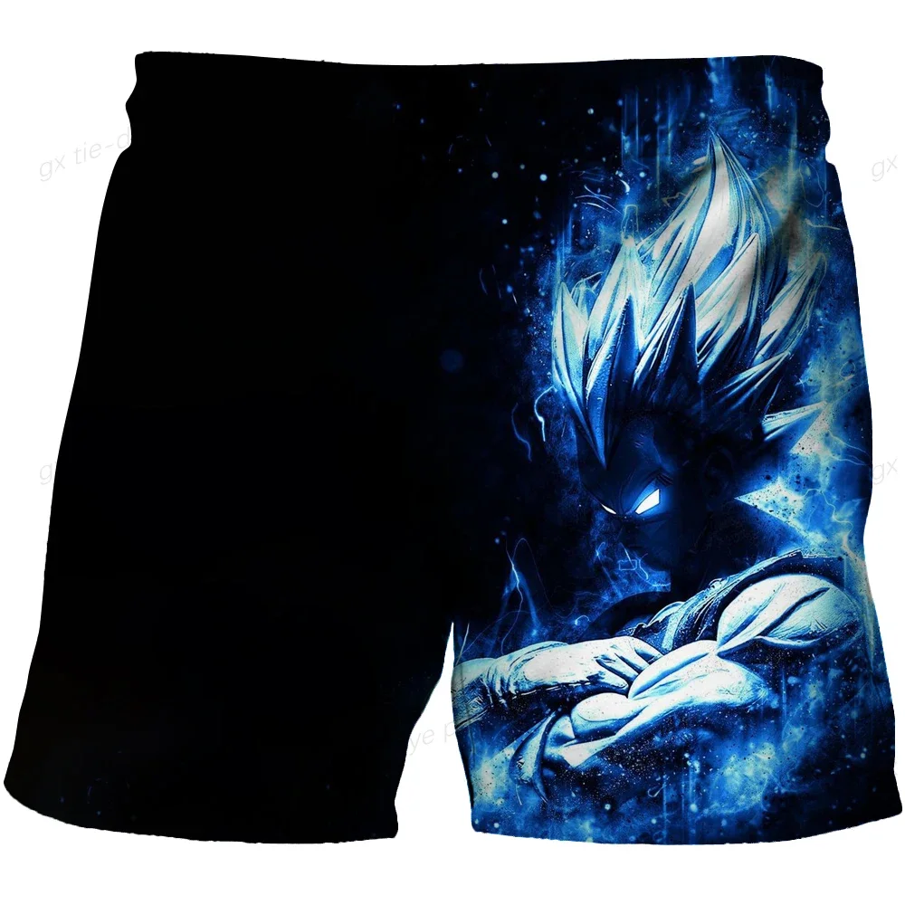 2024 Shorts Cartoon Boy's Clothes Goku Z Boys Muscle Shorts with Shorts Super Saiyan Fashion Shirt Man Gym Goku Vegeta