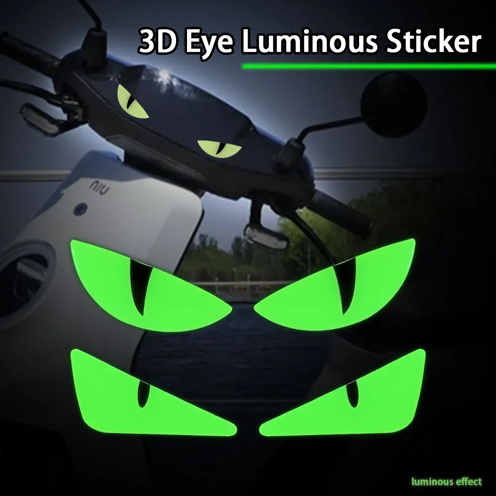 3D Luminous Vinyl Motorcycle Stickers Devil\'s Eyes Scooter Car Bike Helmet Decals Accessories For Honda PCX Yamaha NMAX155 XMAX