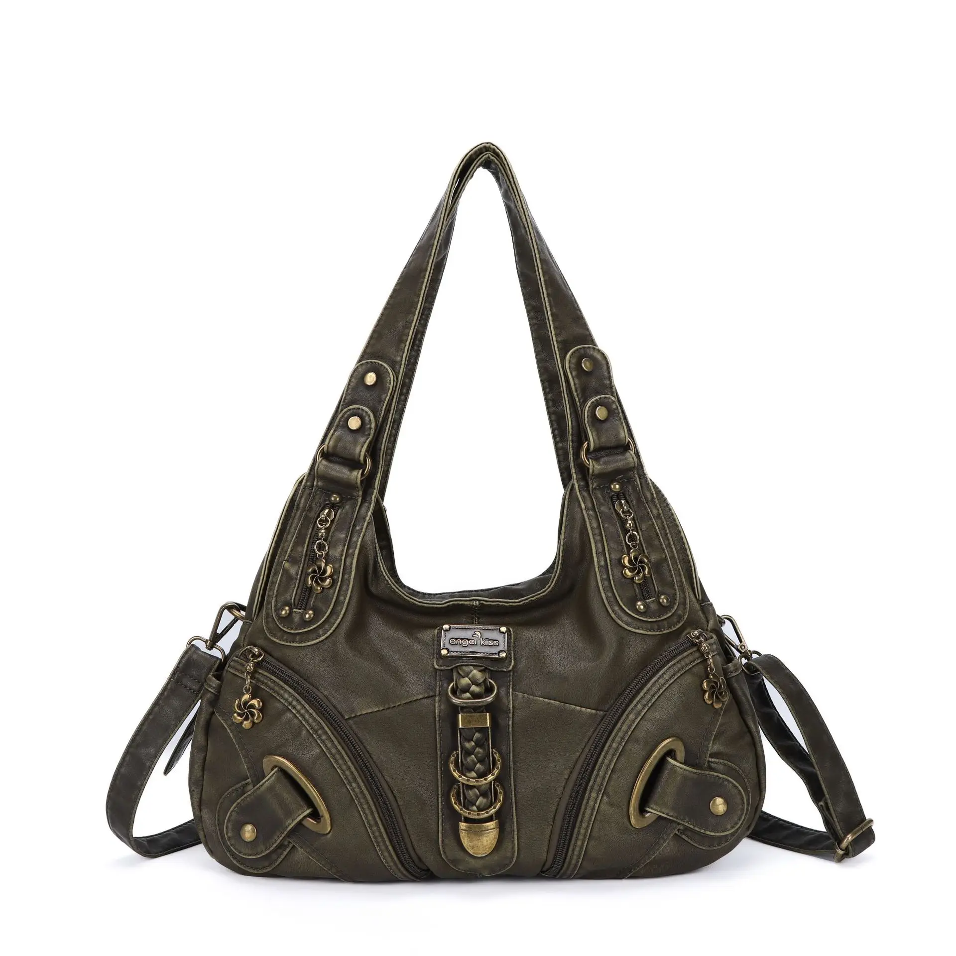 Angel Kiss Women's Fashion Shoulder Bag Large Top-Handle Satchel Dumpling Pack Multi-Pocket Coffee Shoulder Bag Purse image 3