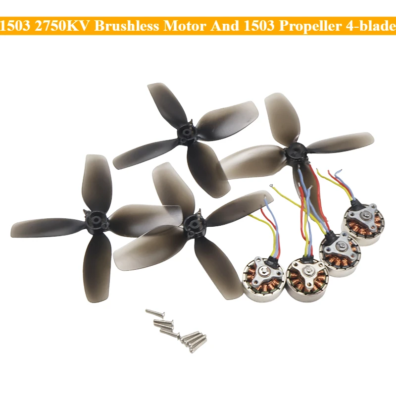 New 4Pcs 1503 2750KV Brushless Motor with 1503 Propeller 4-blade for FPV Racing Drone QuadcopterRC Electric Motor 4 Axes Expand