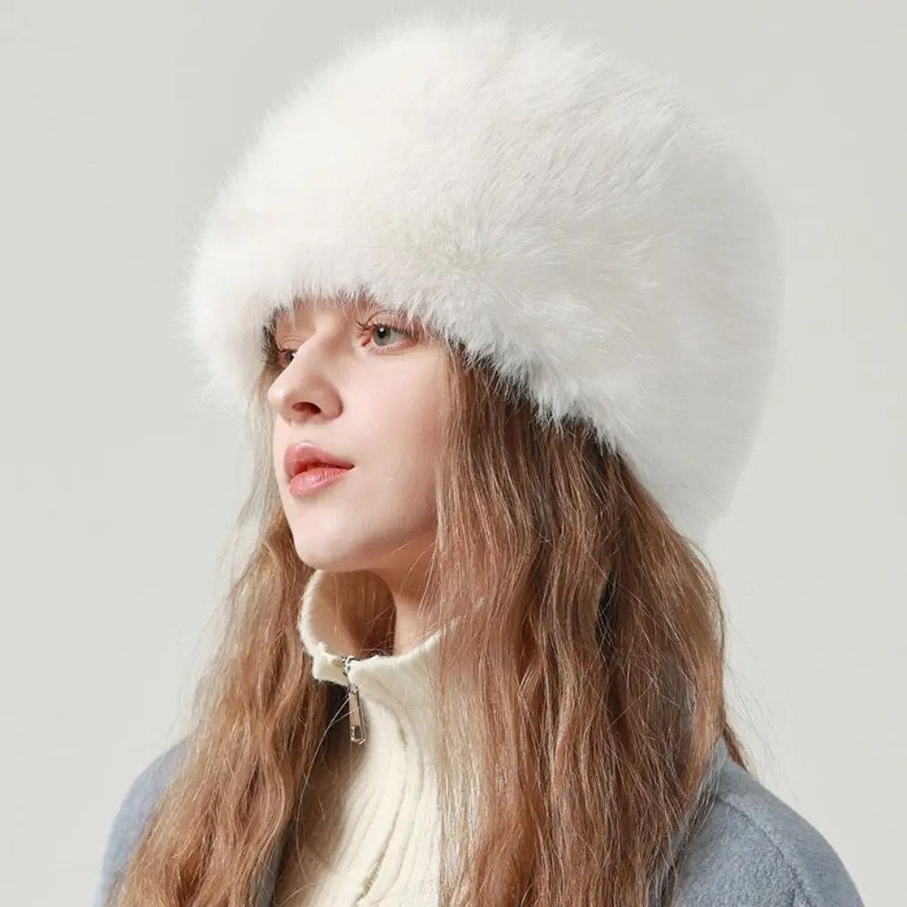 أزياء تقليد الفراء الاصطناعي الفراء قبعة دافئة سدادات حماية الأذن قبعة أفخم قبعة دلو سميكة لطيف قبعة الشتاء في الهواء الطلق #2