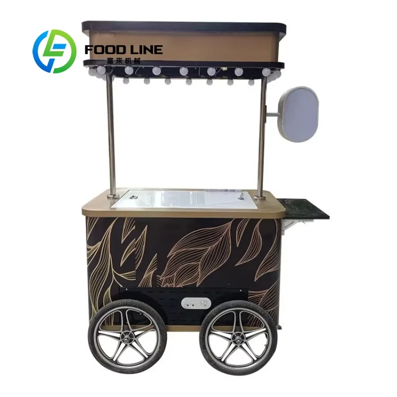 

Customized Popular Italian Gelato Ice Cream Snack Vending Push Cart for Street Application With CE