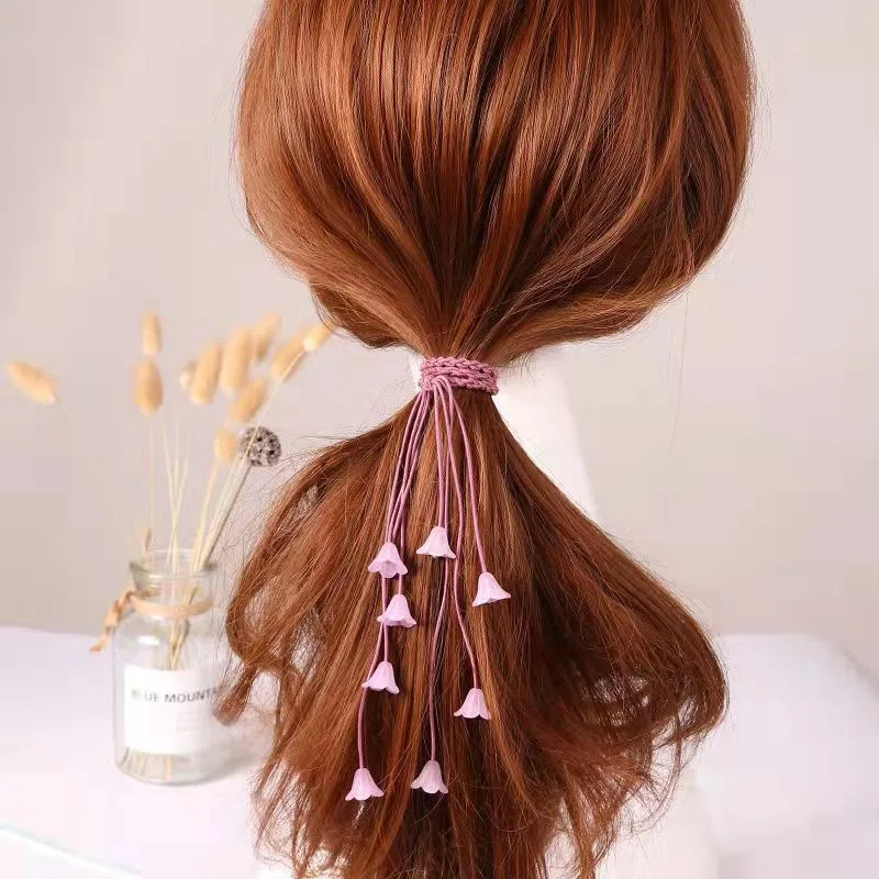 Accesorios para el cabello con colgante de flor salvaje para mujer, tocado de goma para el cabello para niña, banda elástica para cola de caballo, 1