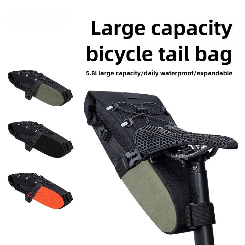 

Bike Bag Waterproof 5.8L Large Capacity Bicycle Saddle Bag Cycling Foldable Tail Rear Bag MTB Road Trunk Bikepacking