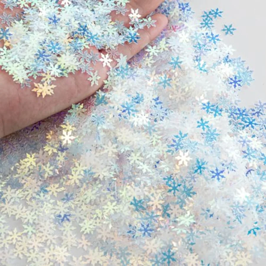 2000pcs 50g Christmas Snowflakes Confetti DecorationsIridescent Snowflake Table Confetti Glitter Snowflake Sequins for Winter W