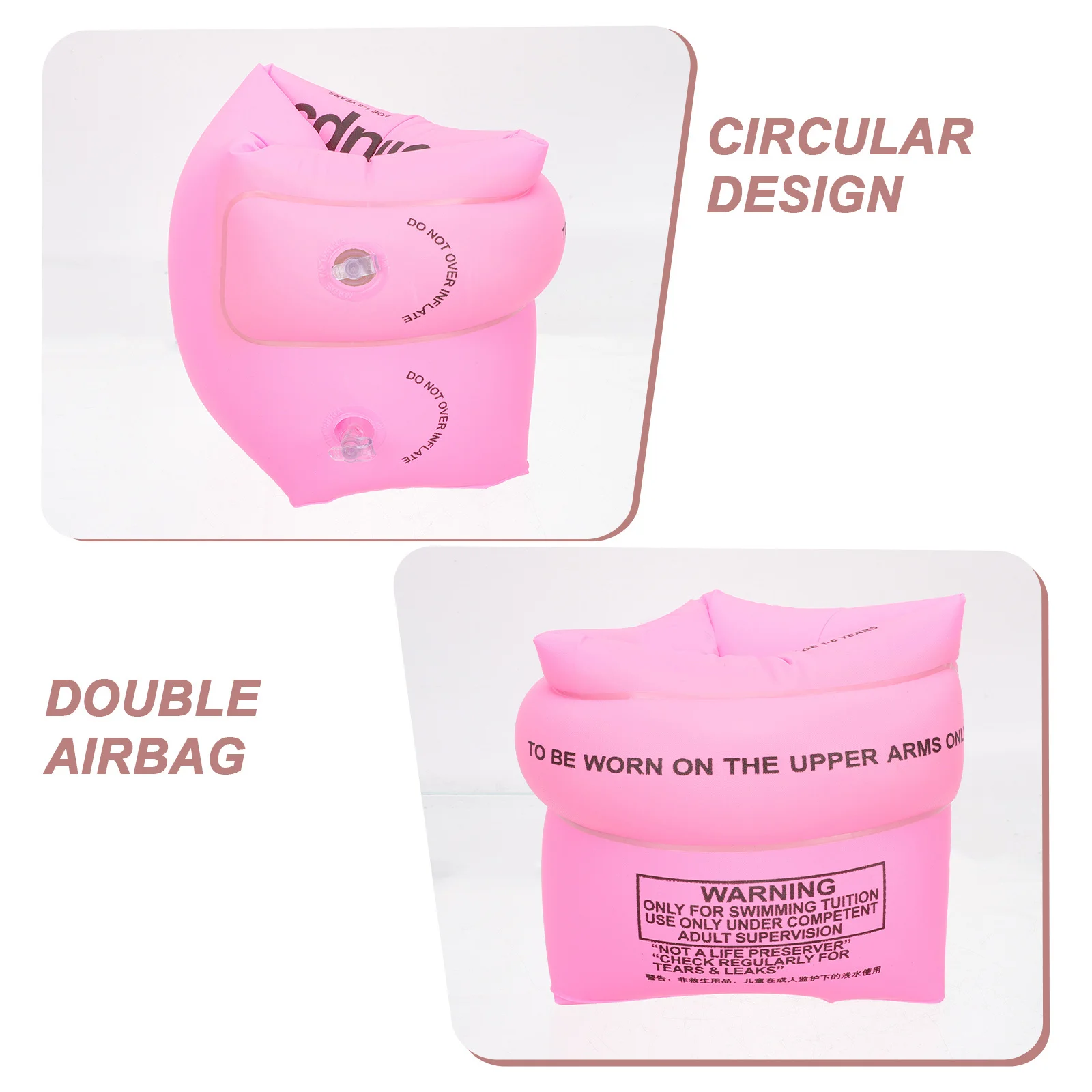2 قطعة شارة السباحة القابلة للنفخ الذراع يطفو عالية الجودة المواد البلاستيكية سهلة التخزين حمل تجمع الطرف الذراع يطفو