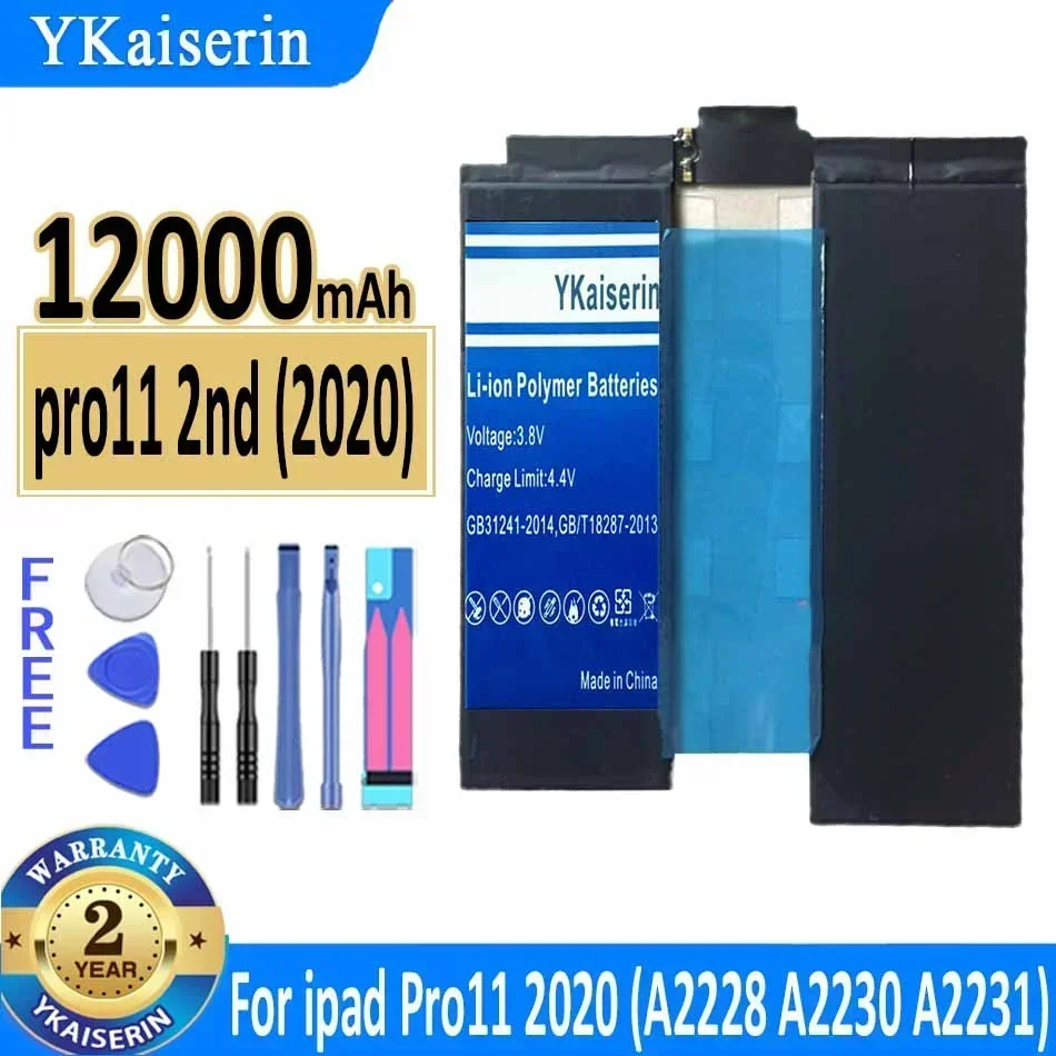 YKaiserin Battery For ipad Pro 9.7 10.5 11 2020 2021 2018 12.9 1st 2nd 3rd A2228 A1980 A1673 A1584 A1670 A1701 A1709 A1983 A1876