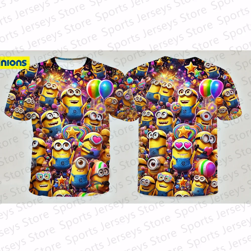 2024 New Minions 3D Children T shirt Minions Theme Party Clothing Summer Boy Sports Short Sleeve Tshirt Girl Cute Cartoon Tshirt