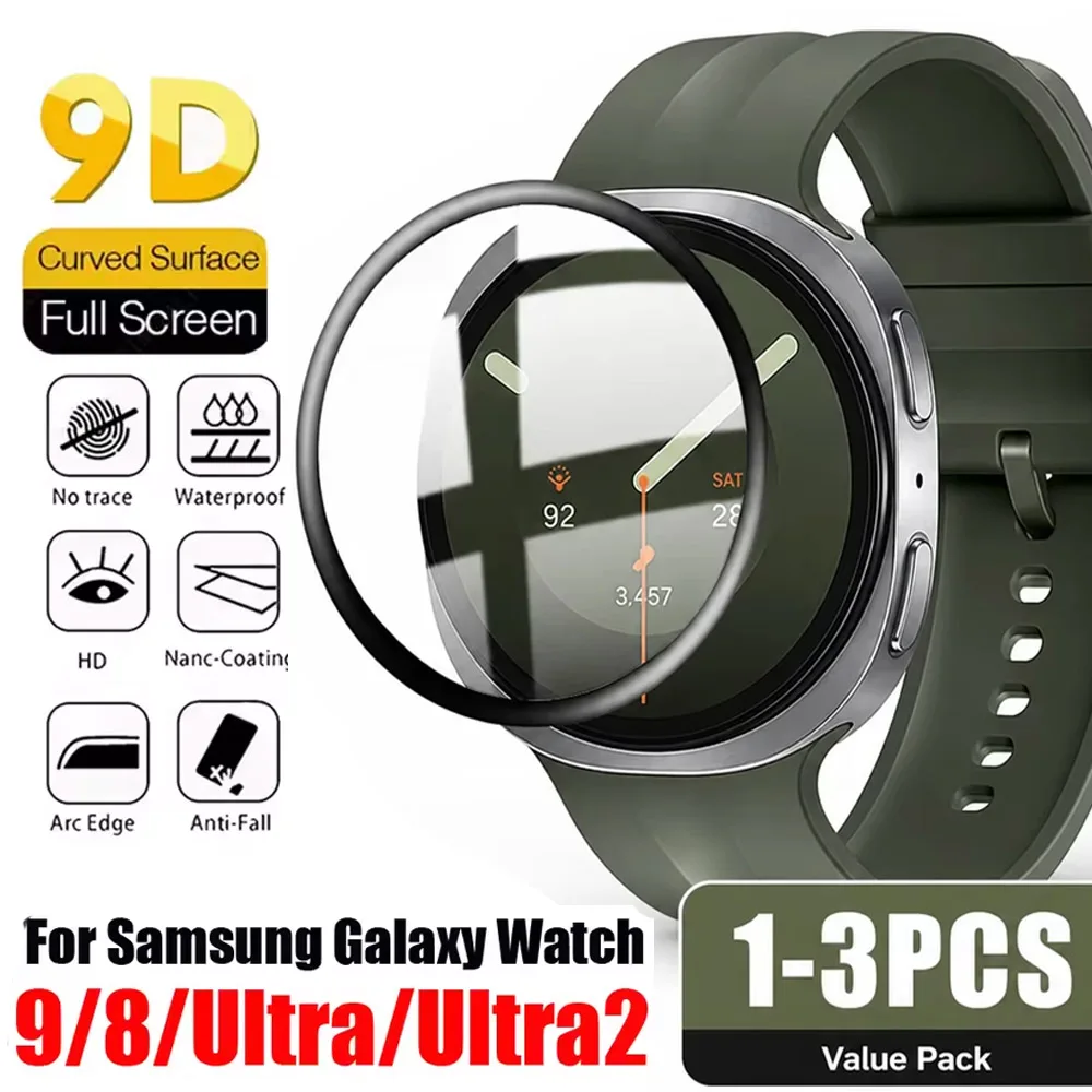 Protecteur d'écran pour Samsung Galaxy Watch 9/8/8 Classic 40/44/46mm, Film de protection incurvé à couverture complète pour Galaxy Watch Ultra 2