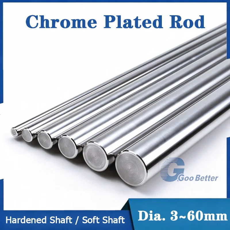 Chrome Plated Hard Shaft / Soft Shaft Smooth Rods Round Bar Optical Axis 3 4 5 6 8 10-60mm Linear Shaft For CNC 3D Printer Parts
