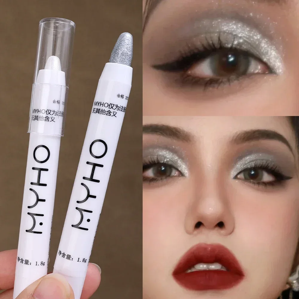 Crayon surligneur ver à soie scintillant, longue durée, éclaircissant les yeux, coin nacré, stylo fard à barrage blanc, cosmétique brillant pour les yeux