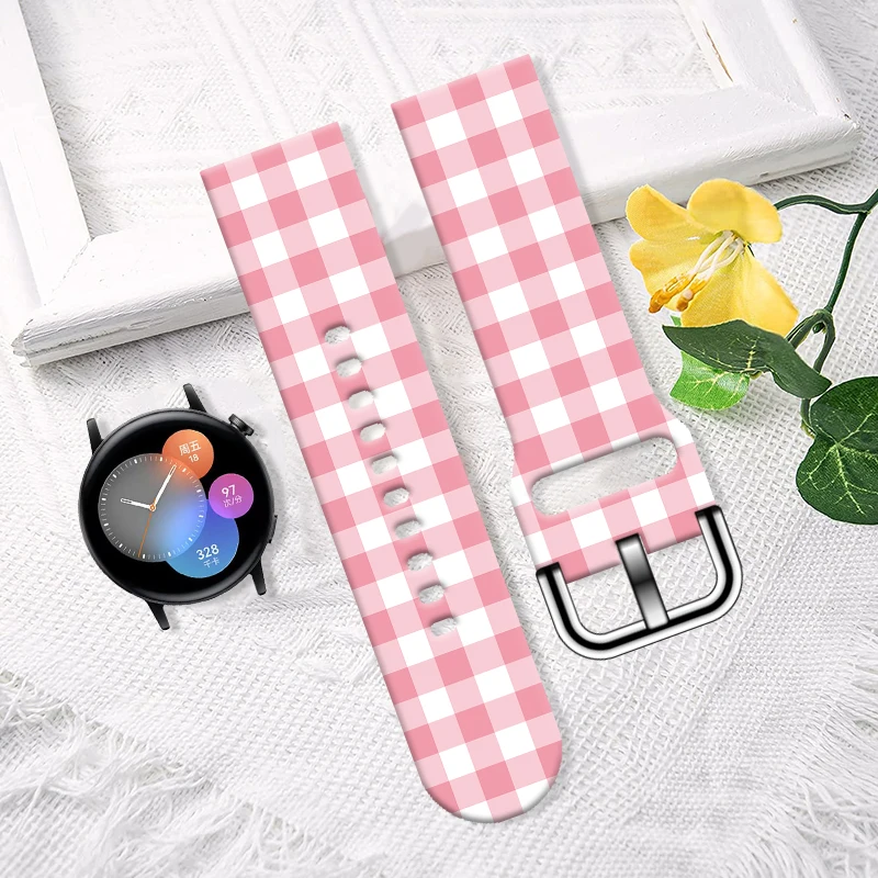 20mm Lattice Pattern Watch Strap for Samsung Galaxy Watch 7/6/5 Band Replaceable Bracelet for Xiaomi Huawei Amazfit Watchband