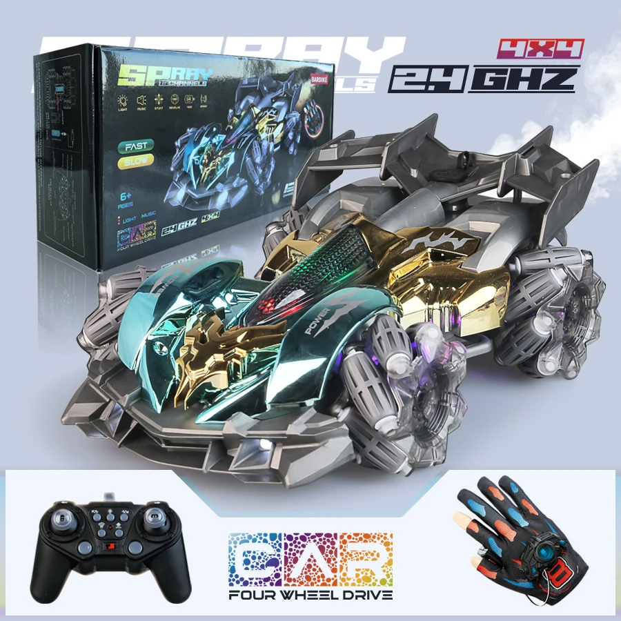 

4Wd Drive с дистанционным управлением, колесница, спрей, трюк, гонки, 2,4 г, датчик жестов, вездеход, уличный дрифт, детская игрушечная модель автомобиля